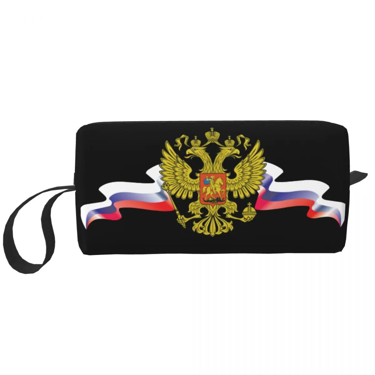 

Kawaii Russia Coat Of Arms Travel Toiletry Bag for Women Russian Flag Makeup Cosmetic Bag Beauty Storage Dopp Kit