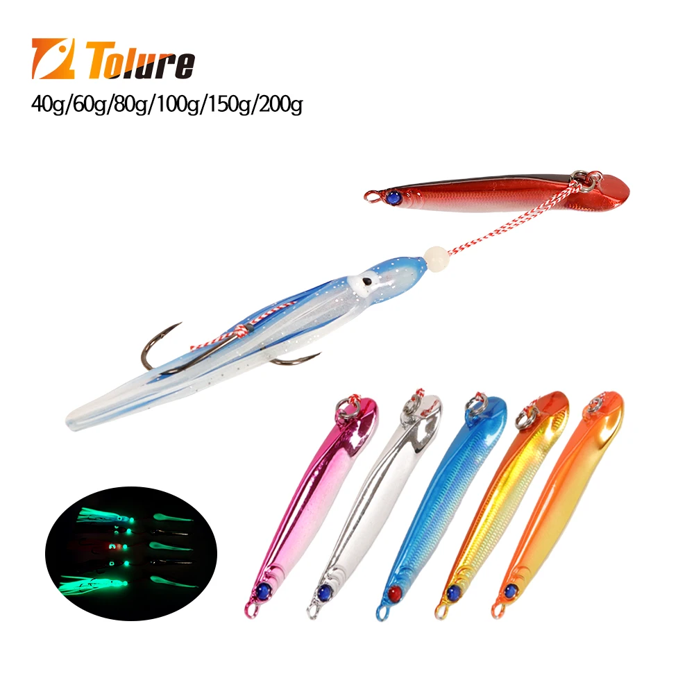 TOLU 3D Fish Eyes Built-in Steel Ball Metal Jig Fishing Lure 40g 60g 80g 100g 150g 200g Saltwater Slow Sinking
