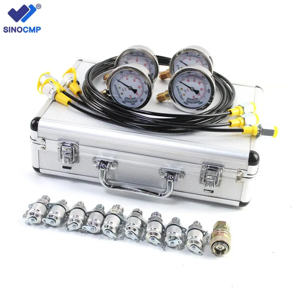 Hydraulic Pressure Test Gauge Kit W/ 4 Gauges 10/25/40/60 Mpa