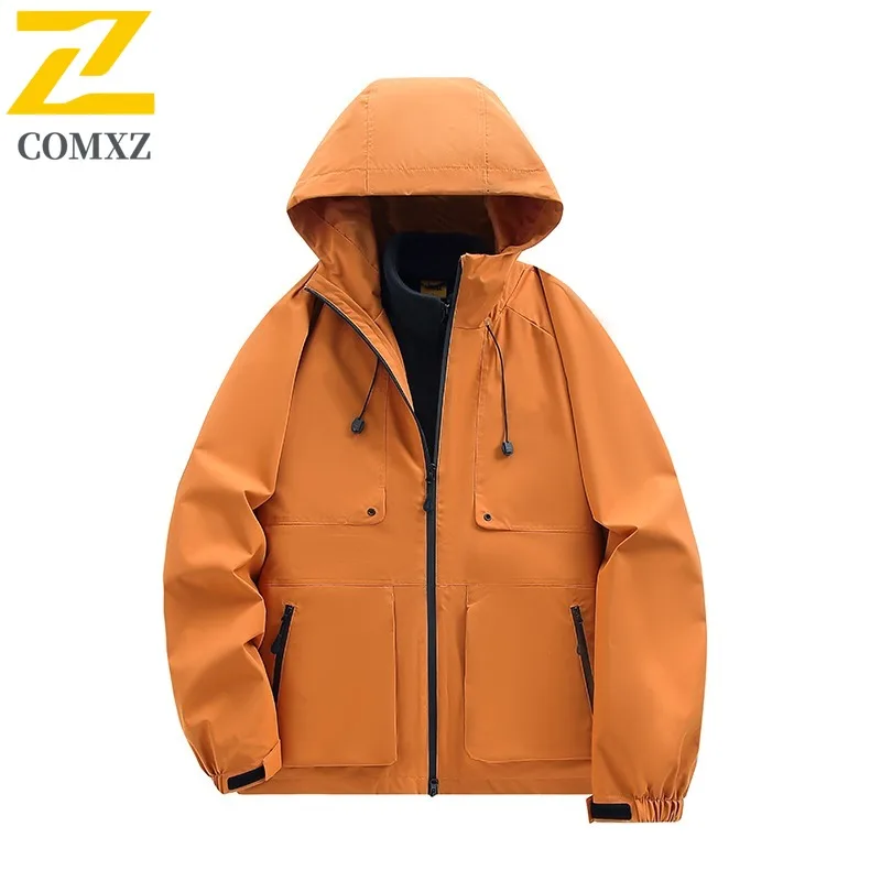 COMXZ Biker Jacket Thickened Windproof Waterproof Cycling Travel Coat Climbing Scratch Resistant High Quality Warm Men Outerwear
