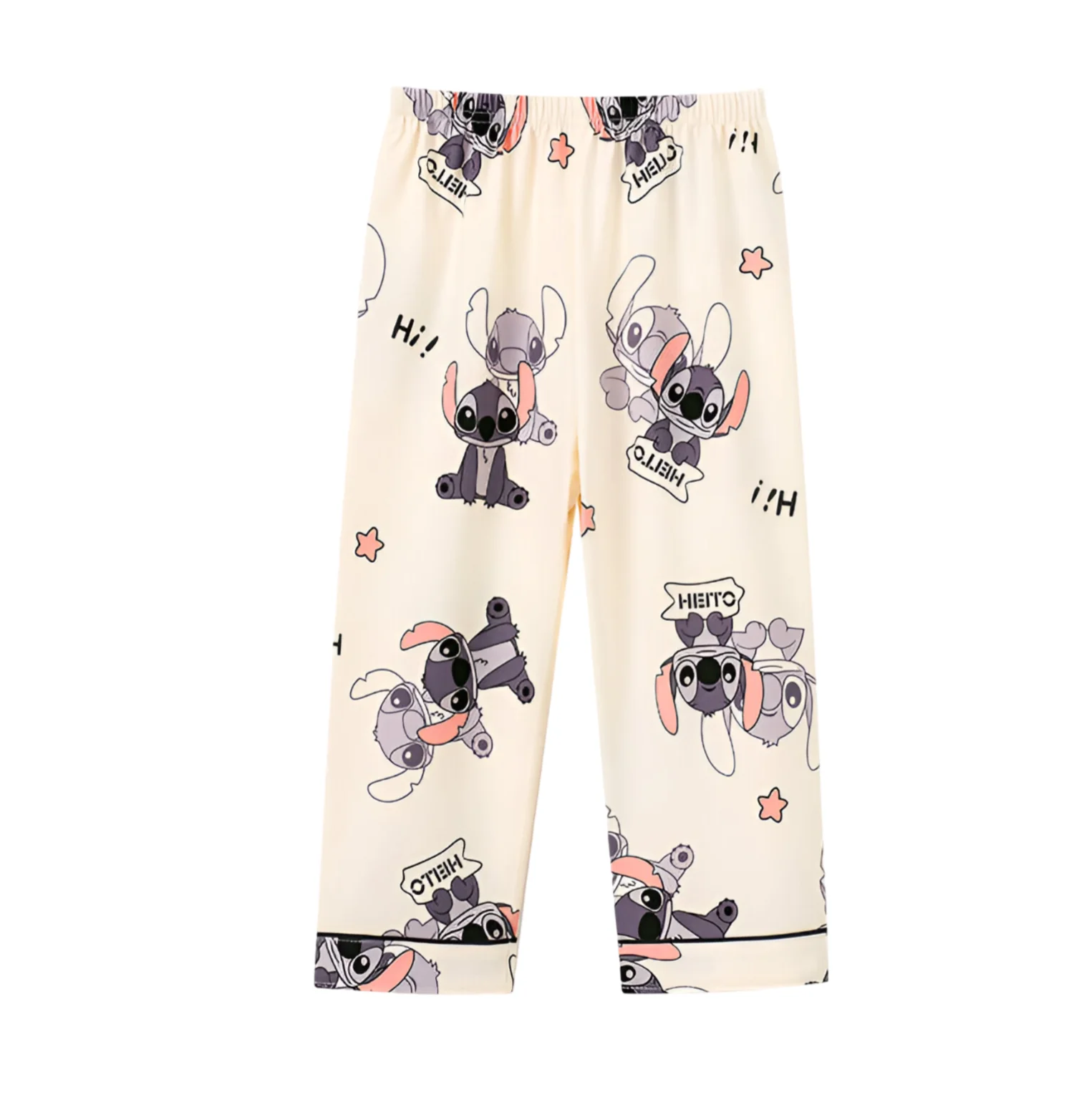 2pcs Stitch Print Kids Pajama Set – Long Sleeve Top & Pants for Boys & Girls 3