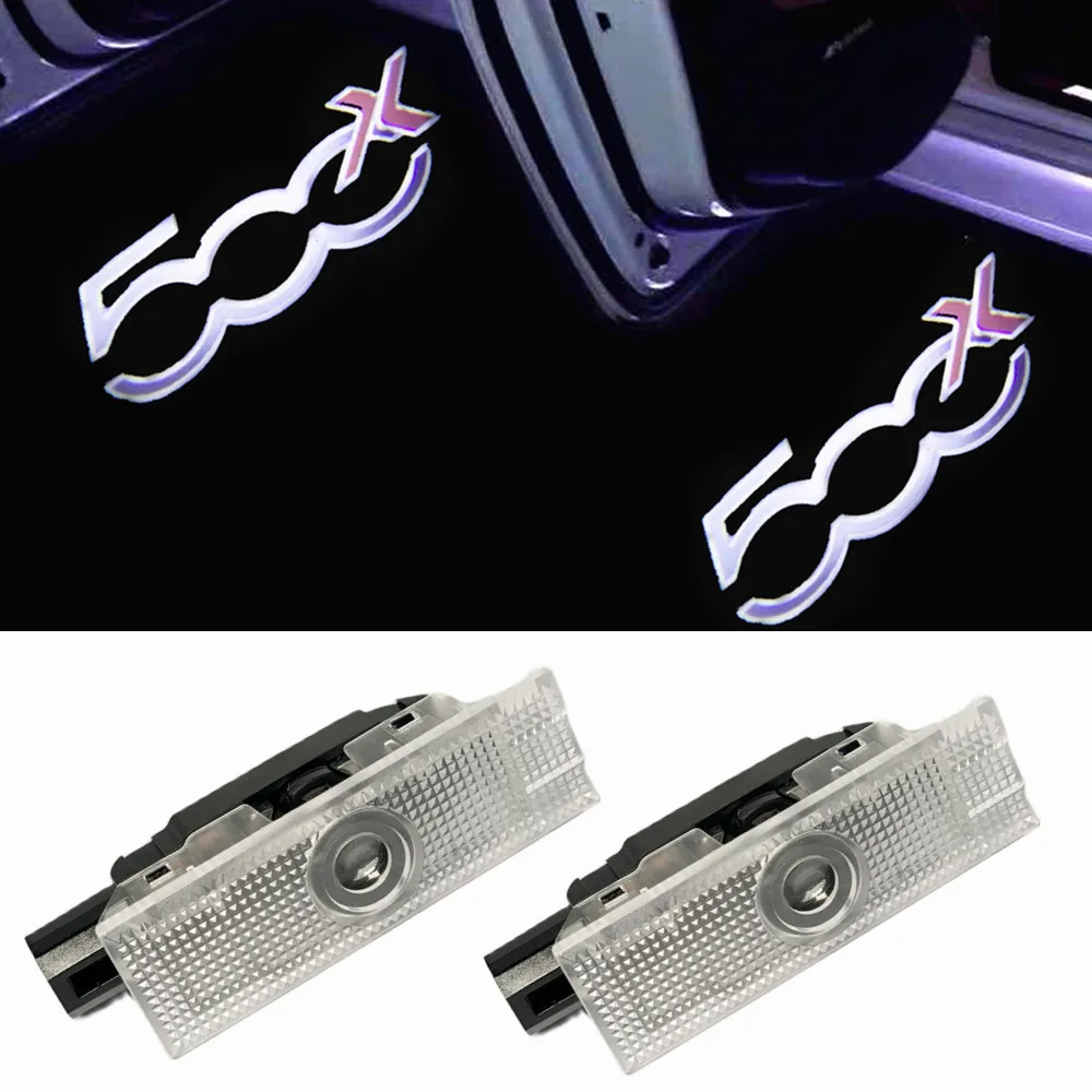 Jurus 2Pcs Car Led Door Welcome Light Logo Proiettore Lampada Per Fiat 500X 500L Cortesia Ghost Shadow Emblem Lamp Accessori Auto
