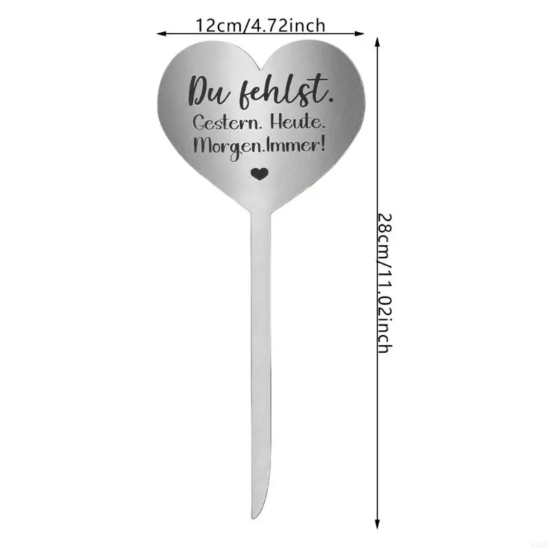 Elegant Heart Grave Stake Unique Heart Designs Stainless Steel Grave Ornament for Stable Remembrances