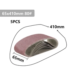 Premium Sanding Belt Set - 5 - Pack, 65x410mm, Assorted Grits for Wood and Metal Polishing (5pcs Grit 80)