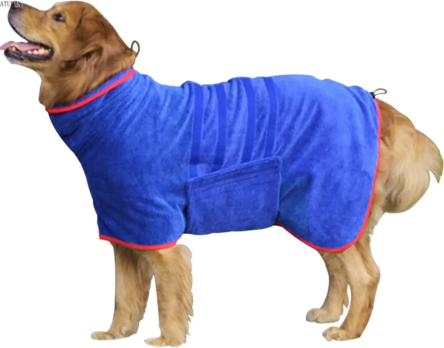 ATUBAN Dog Drying Coat-Fast Drying Dog Towel Robe-Adjustable Collar& Belly Strap Fast Coat Pet Cat Bath Robe Towel pet bath towel
