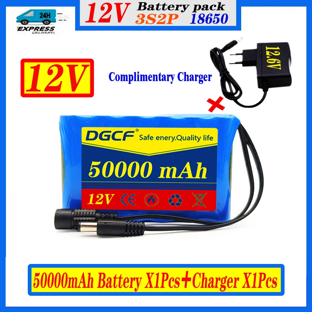 18650 3S2P 12V 50000mah batería de iones de litio Original recargable 12,6 V 50Ah CCTV, batería de repuesto para Monitor de