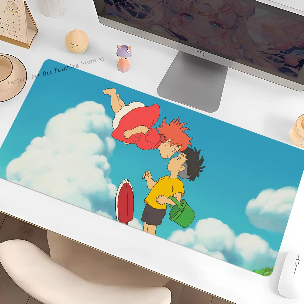 Anime P-Ponyo On The Cliff Mouse Pad Large Mouse Mat Pink Office Desk Mat Laptop Gaming Large Mousepad 6