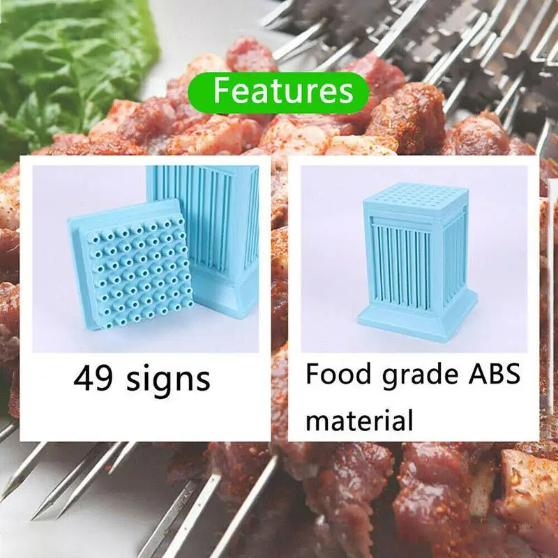 Hot BBQ 49 Holes Meat Skewer Kebab Maker Box Machine Beef Meat Maker Kabobs For BBQ Barbecue Skewer Kitchen Accessory