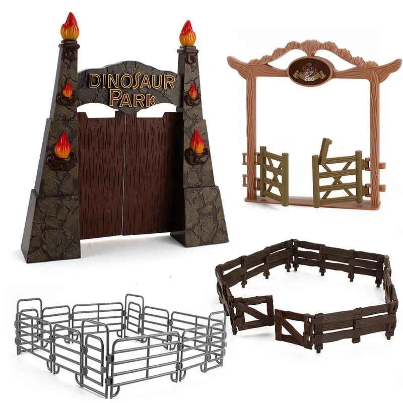Kids Dinosaur  Portal Frame Pretend Play Simulation Farm House Animal Corral Fence Gate For Kids Action Figures Accessories
