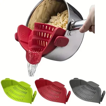 Universal Silicone Clip on Pan Pot Strainer Anti Spill Pasta Pot Strainer Food Grade Fruit Colander for Pasta Fruit Vegetable 1