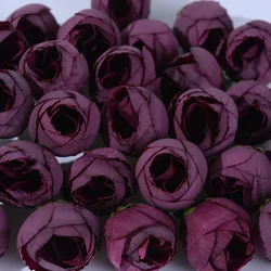 10 - Piece Set of Rose Tea Buds Artificial Silk Flowers - 10pcs (Wine red)