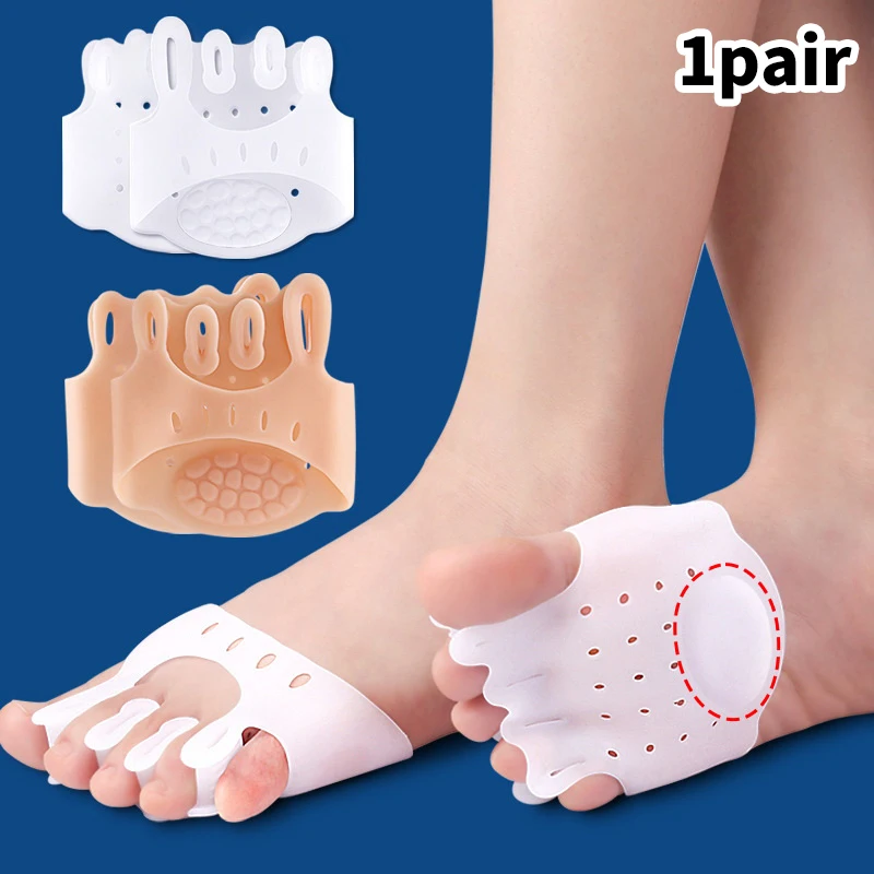 

2Pcs=1Pair Silicone Bunion Corrector Toe Separator Gel Forefoot Pads Orthopedic Braces Orthotic Finger Hallux Valgus Spacers