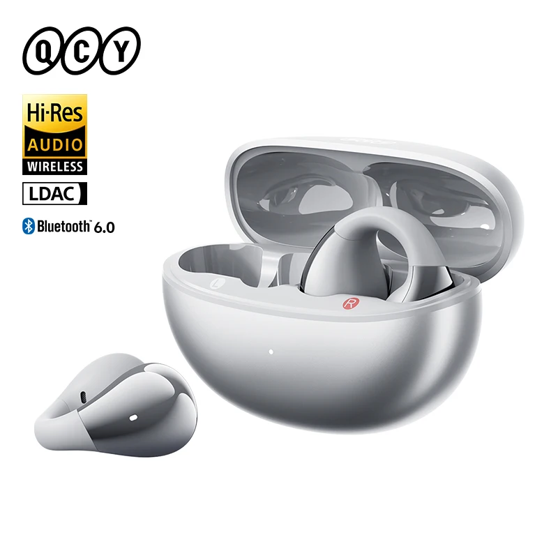 QCY Crossky C30S Open-Ear Wireless Earbuds (LDAC, BT 6.0, 40H Battery, Clip-On) - Hi-Res Audio