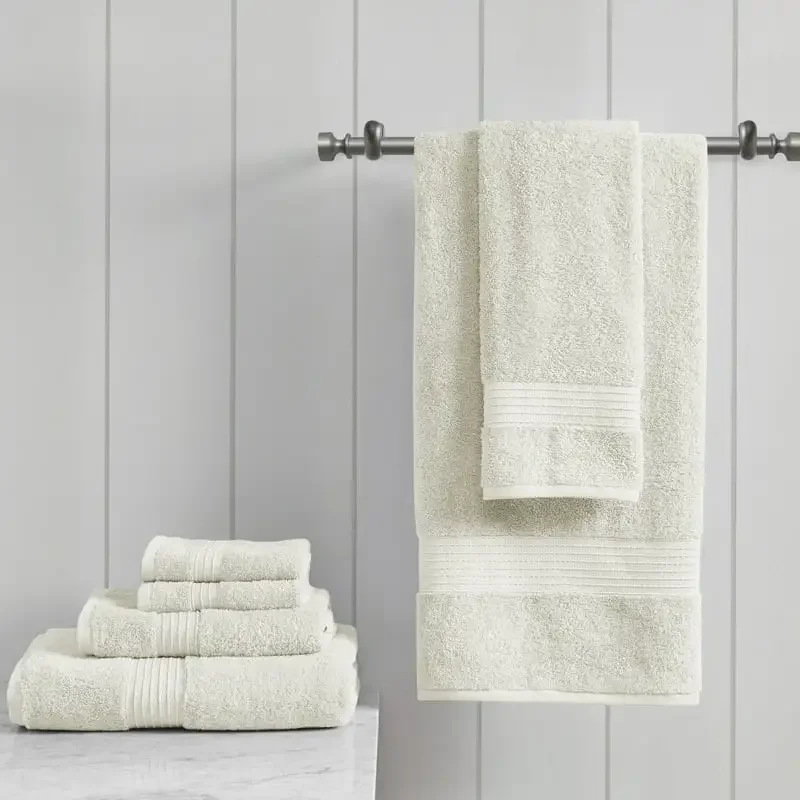 

Organic 6 Piece 100 Percent Cotton Towel Set for SPA Bathroom Bath Towels for Adults Children