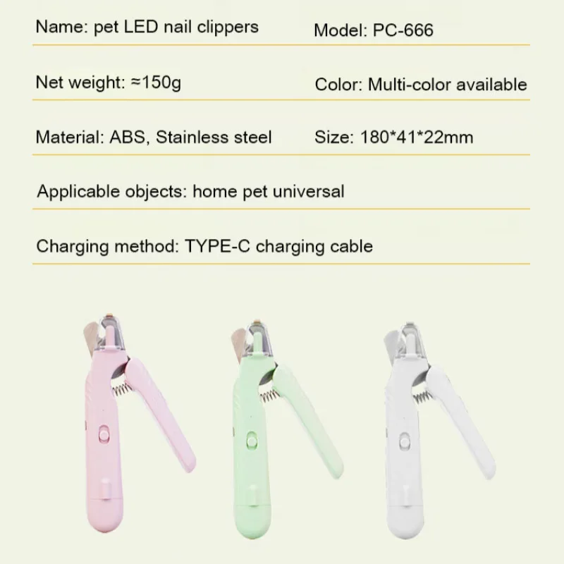 Pet Visual Nail Trimmer Pet Anti Splash Nail Clipper with LED Light Cat and Dog Clipper Cutter with Safety Lock