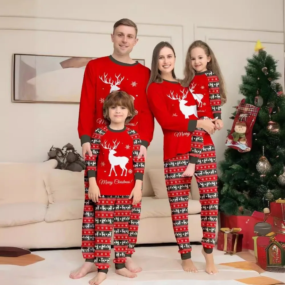 Christmas Family Pyjamas Set Soft Polyester Cotton Loungewear
