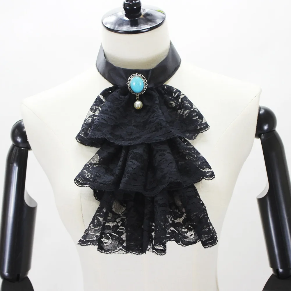 Set di colletto jabot elisabettiano con volant in pizzo e polsini con maniche finte per abiti medievali ed eventi a tema, elegante accessorio per il