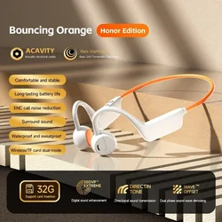 Bone Conduction Waterproof Bluetooth Headphones with Mic (Orange)