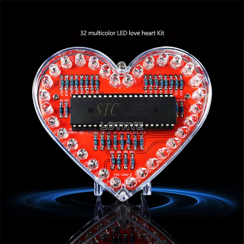 여러 가지 빛깔의 LED 하트 모양 흐름 빛 DIY 전자 키트 51 마이크로 컨..