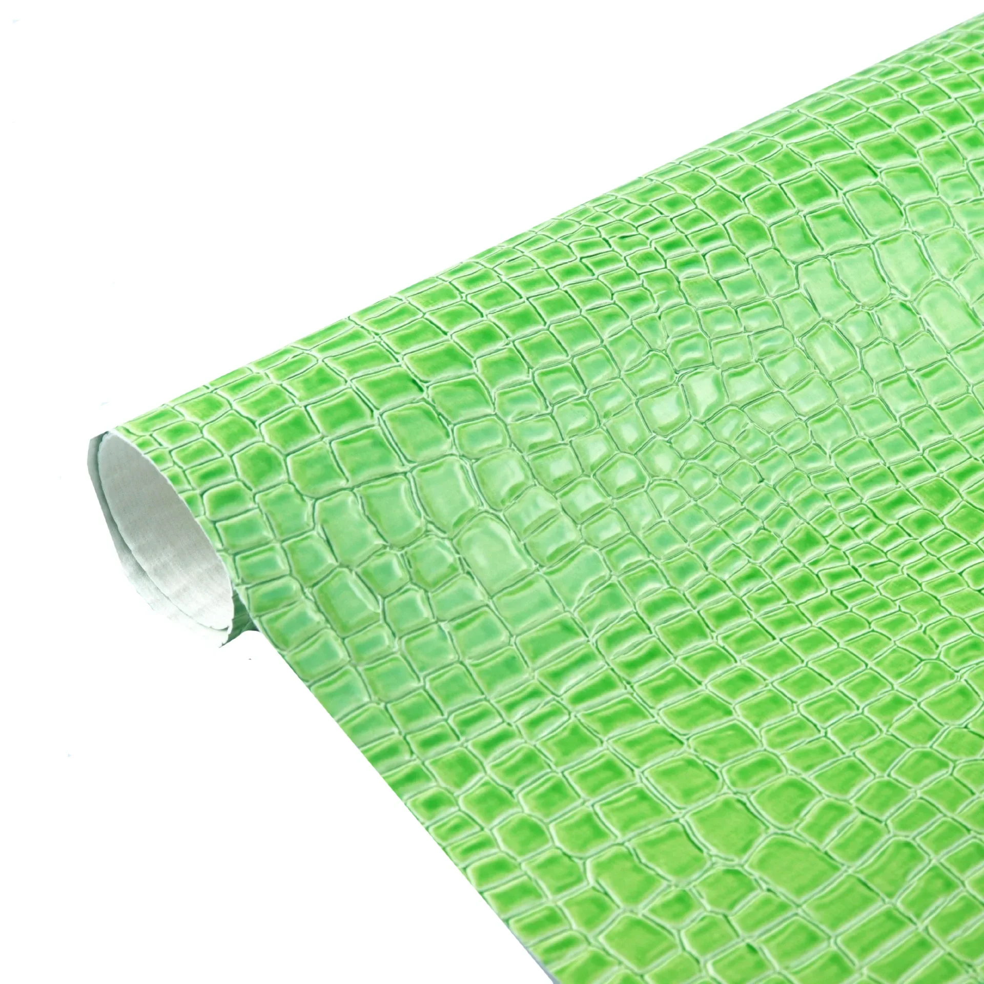 Glossy Crocodile Pattern Leather Fabric PU Imitation High Gloss Handbag Box Shoes Crocodile Turtle Back Pattern PU Material