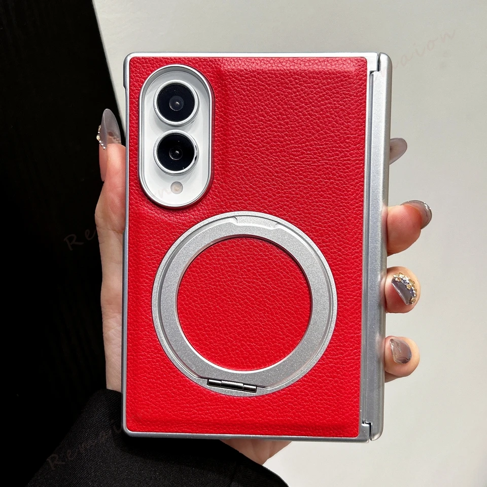 Leather 360° Stand Magnetic Phone Case with MagSafe - Shockproof Luxury Cover