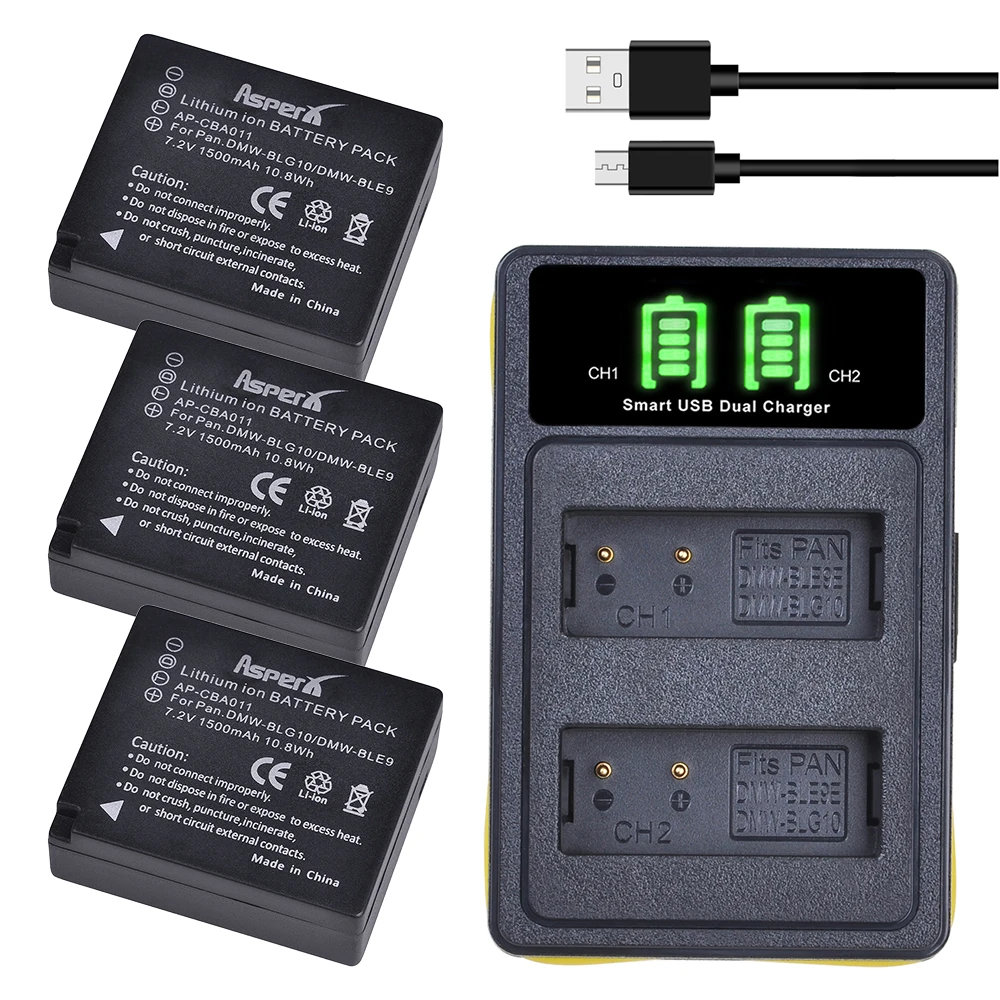 

3x DMW-BLG10e BLE9 DMW-BLG10 Battery Li-ion Bateria + LED USB Dual Charger for Panasonic LUMIX GF5 GF6 GX7 LX100 GX80 GX85