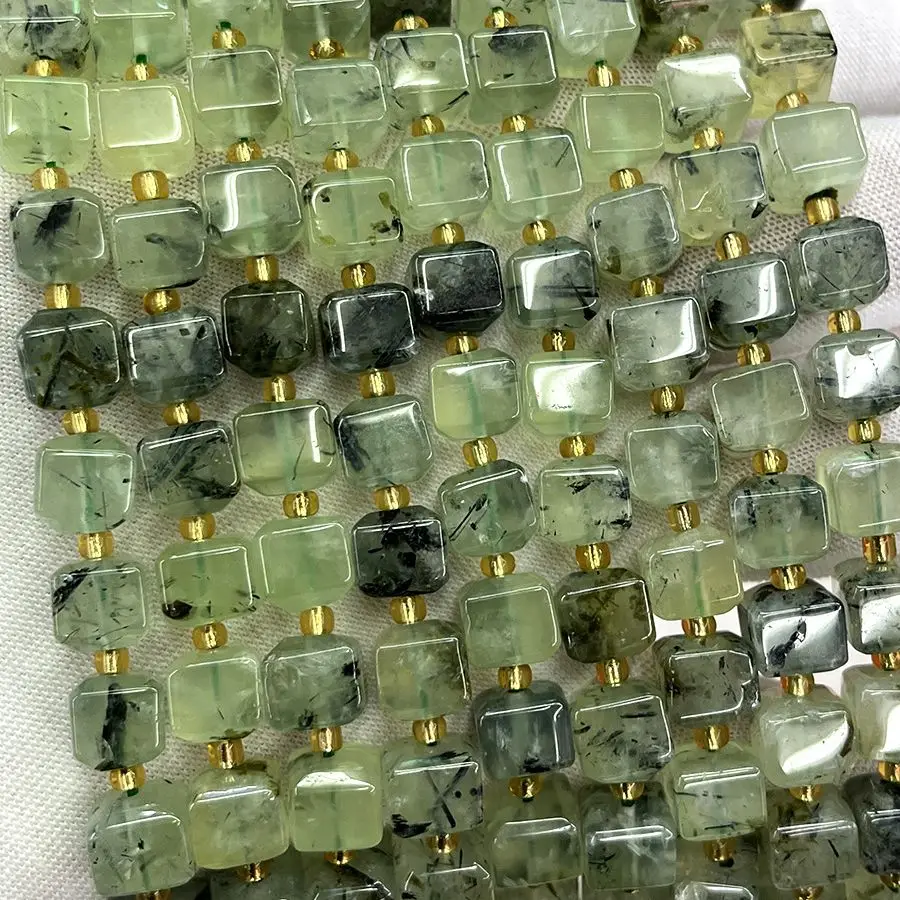 

loose beads green prehnite square 8mm nature for making jewelry necklace 39cm FPPJ wholesale