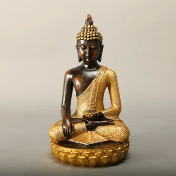 Statue de bouddha dorée d'asie du sud-est, plate-forme de Lotus, décoration intérieure de Statue de bouddha, décor de salle de maison, 1 pièce 1