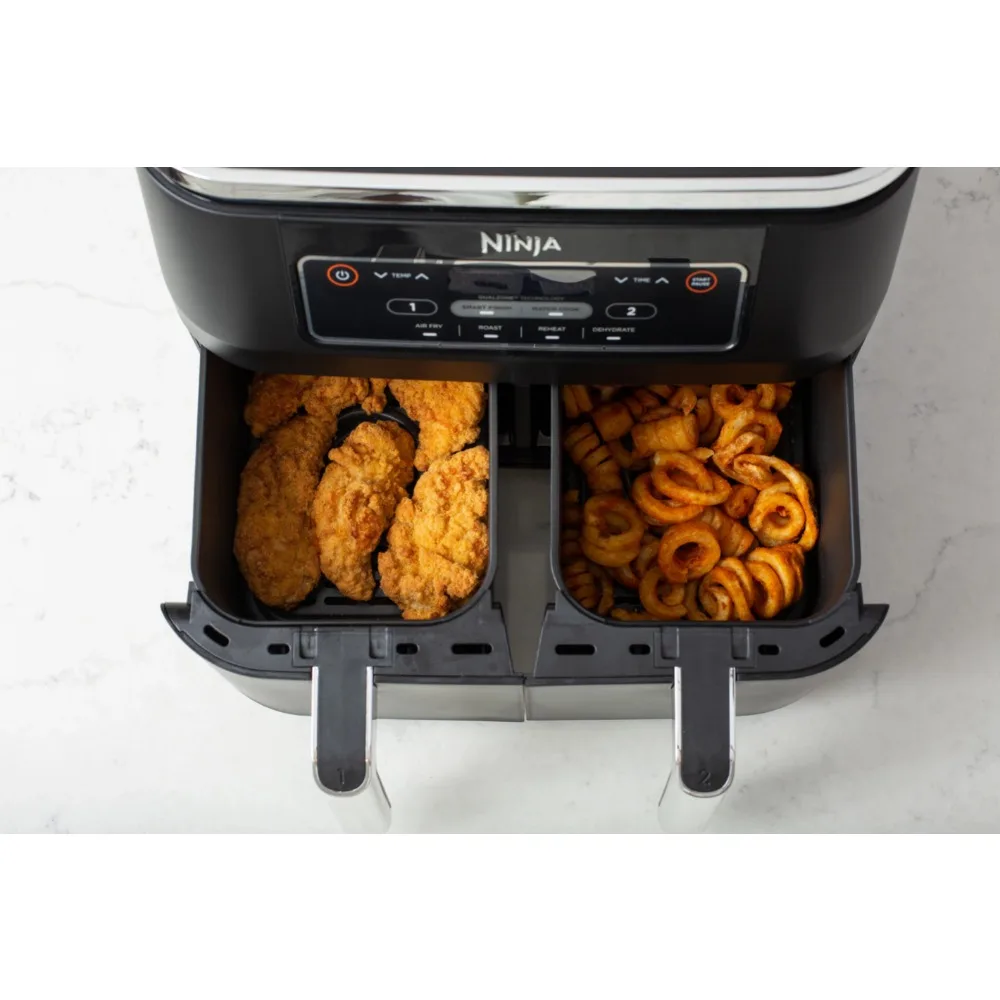 Foodi 6 Quart 5-in-1 DualZone 2-Basket Air Fryer with 2 Independent Frying  Baskets, Match Cook & Smart Finish to Roast, Bake - AliExpress