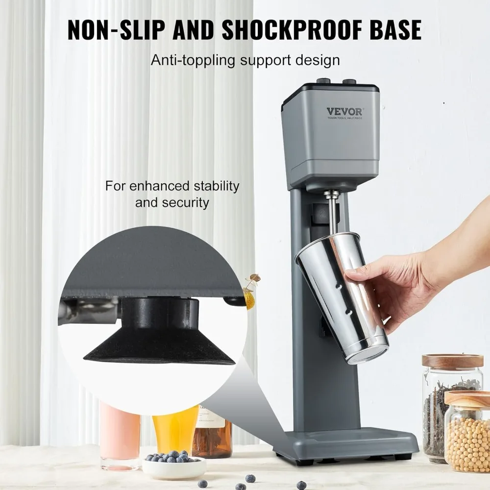 VEVOR 375W Professional Milkshake Mixer, Single-Head Beverage Blender Machine, 3-Speed Milkshake Blender