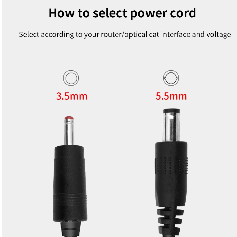 TISHRIC KWS-912 Red Display Voltage USB to DC 5.5/3. 5mm Router Optical Cat Booster Wire Transparent Shell USB Power Boost Cable