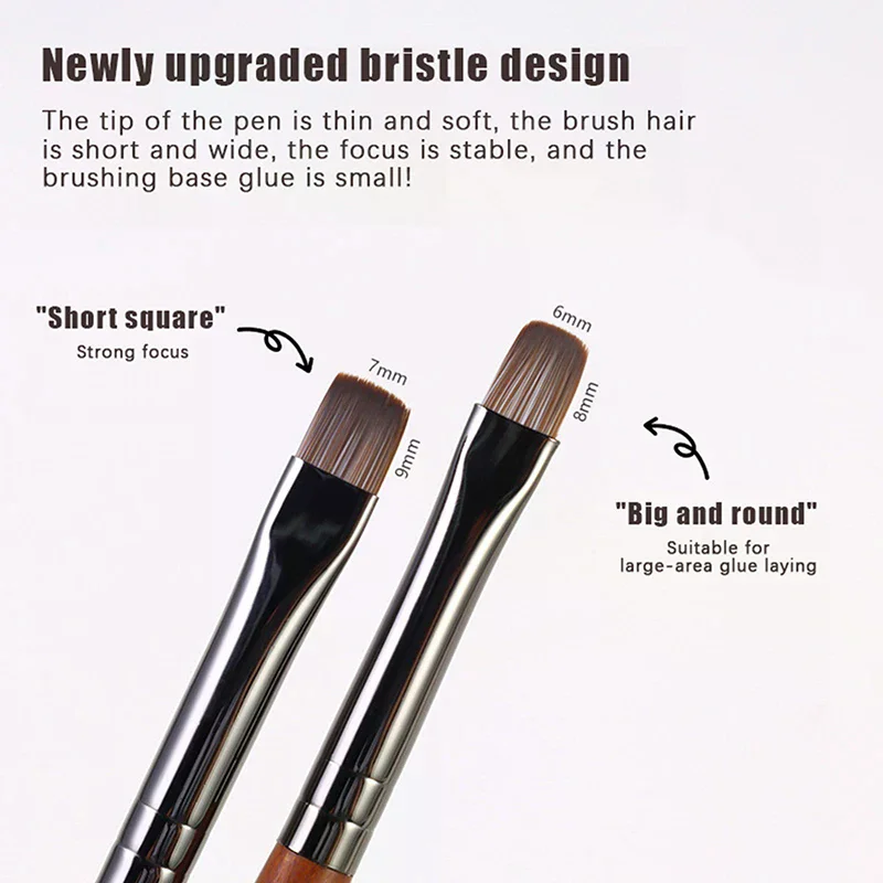 Pennello per pittura gel in legno per nail art per estensione punta gel Accessorio per costruttore acrilico Pennelli per nail art Pennello per unghie gel UV per manicure - immagine 3