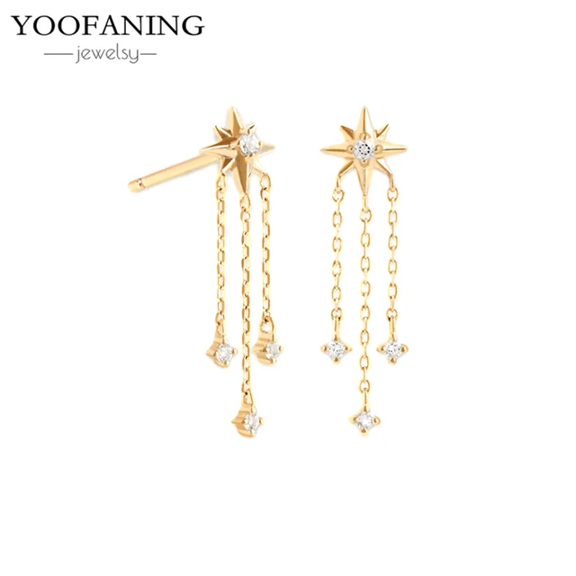 85666-87437a.jpg YUXINTOME 1 PC 925 en argent Sterling aiguille d'oreille coloré Zircon chaîne gland boucles d'oreilles pour les femmes deux trous boucle d'oreille bijoux A45