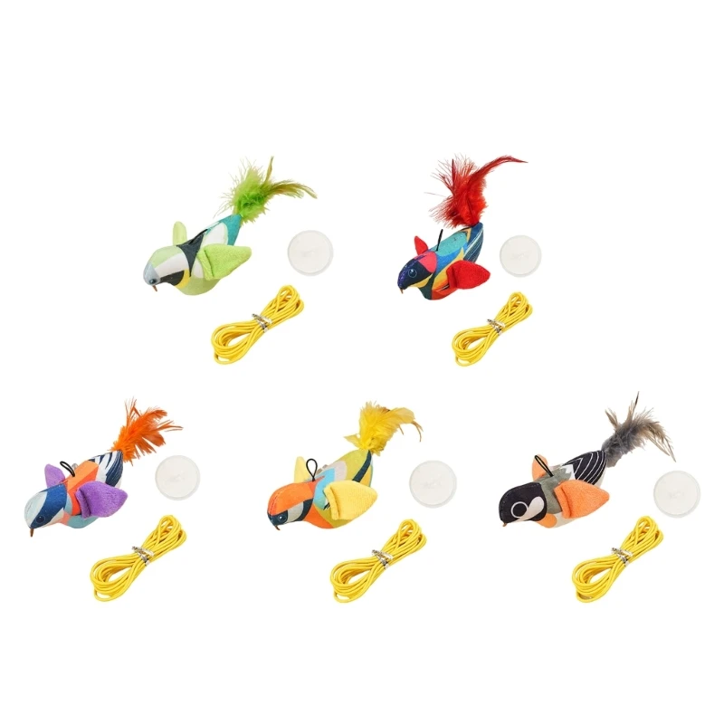 

Colorful Cats Chewing Toy Bird Safe Improve Mood Toy with Feathered