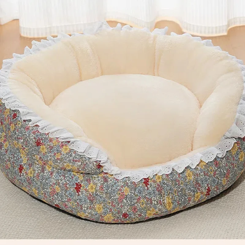 2024 Dog Bed Cushion Sleeping Sofa Cat Bed Round Cpuppy Warm Bed House Soft Long Plush Pet Dog Bed For Small Dogs Cat Nest
