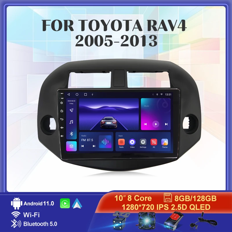 

Android 11 Car Radio for Toyota RAV4 2005-2013 Multimedia Video Player Navigation 2Din Stereo DVD 8+128G Carplay Audio Head Unit