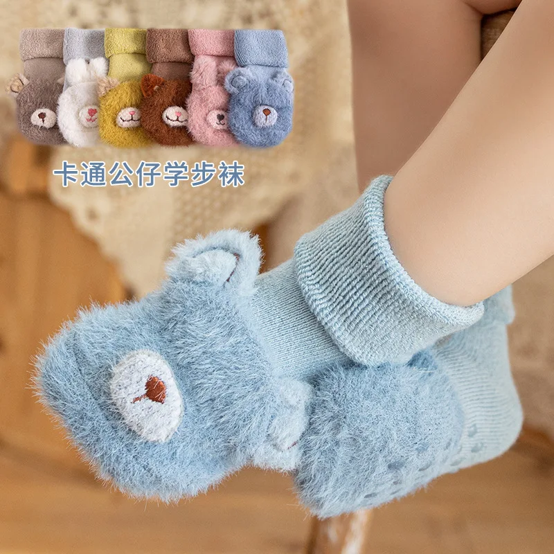 

Toddler Socks Newborn Baby Winter Thick Prewalker Boys Autumn Terry Cotton Girl Infant Skidproof Sole Kids Cartoon Sock 0-3T