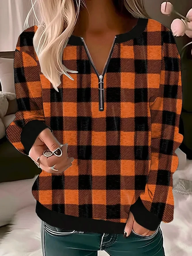 lattice Hoodies Women Fashion Zipper Hoodies Japanese Y2k Plaid Sweatshirt Zip Up Hoodie Oversized Sudaderas Striped Coats