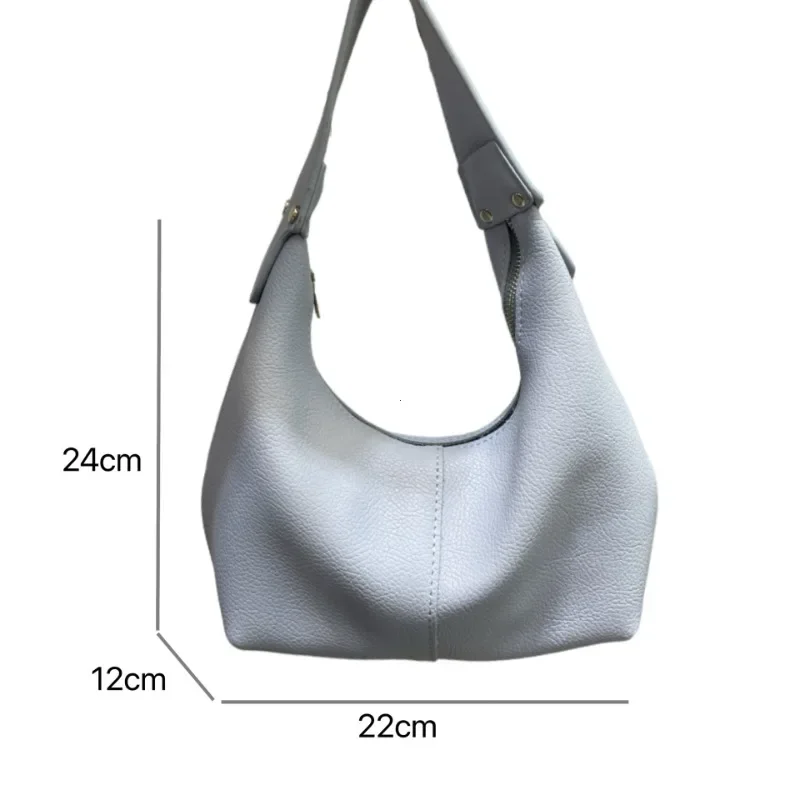 Women Vintage Underarm Bag PU Leather Soft Hobo Shoulder Bags New Solid Color Casual Armpit Handbag Girls Outdoor Daily Tote Bag