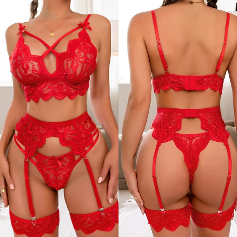 Lace Hollow Out Underwear Bra Set Sexy Lingerie Sex Sleepwear G-string Bra Suit Femme Lingerie Set Pajamas Clothing Sexy women lingerie set,sexy bra set,women underwear set
