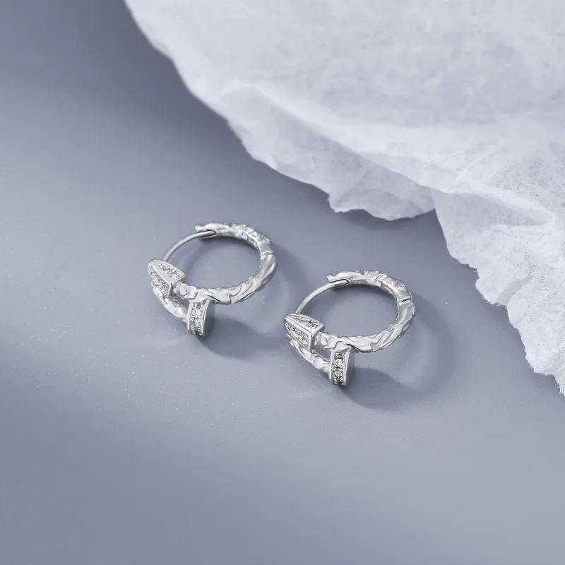 

S925 Silver Needle Crystal Geometric Hoop Earring For Women Girls Party Punk Jewelry Gift e157