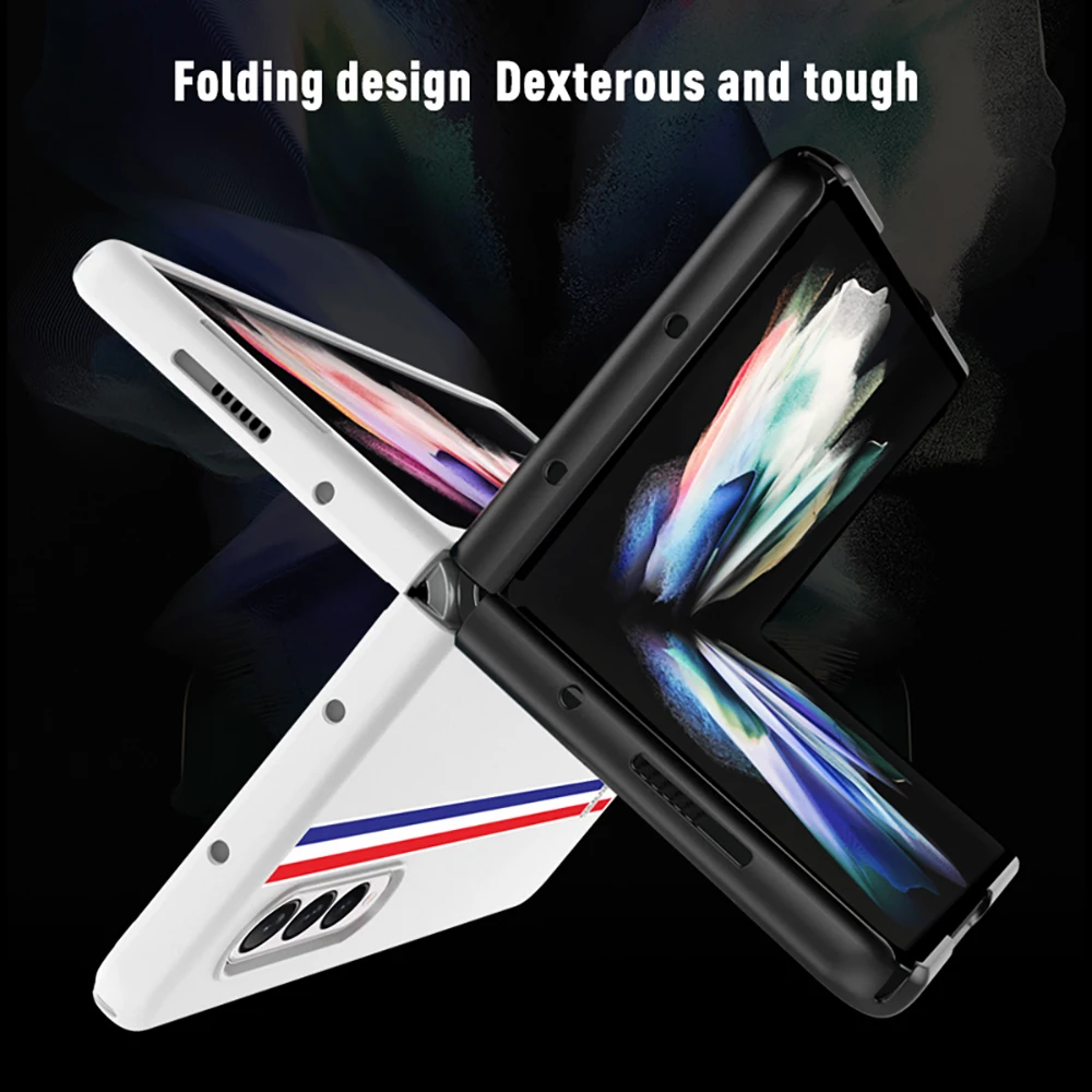 

Ультратонкий чехол из поликарбоната для Samsung Galaxy Z, складной чехол с рисунком под кожу для Galaxy Z Fold3, противоударный складной чехол с полосками для экрана