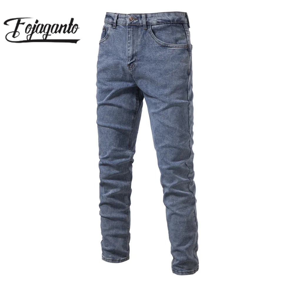 

FOJAGANTO 2023 Outdoor Casual Pants For Men Solid Color Slim-Fit Washed Jeans High Quality Design Hot Trend Casual Pants For Men