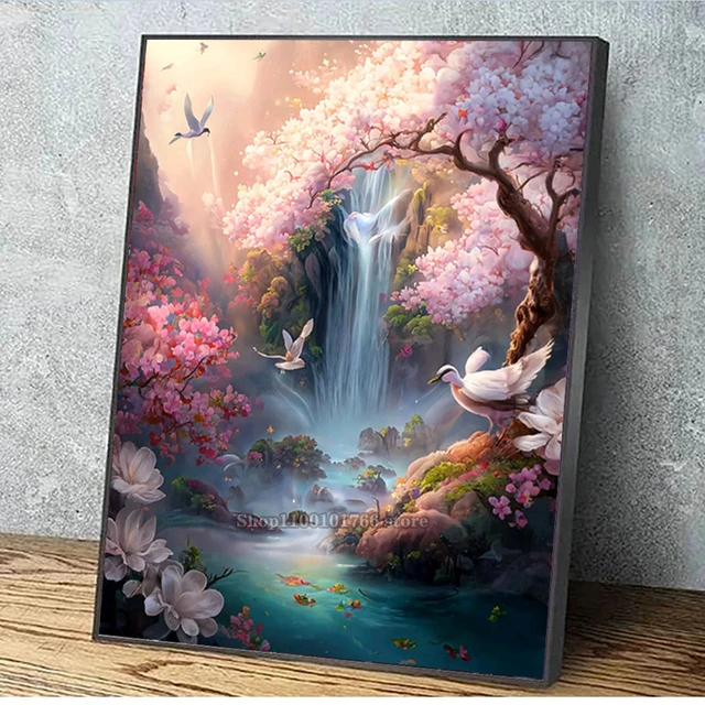 DIY Large Diamond Painting, Cross Stitch, Garden Tree Flowers Wall Art,  Full Round Drill, Embroidery for Home Decor, 5D - AliExpress