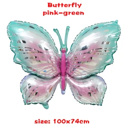 Vibrant Butterfly & Flower Helium Foil Balloons for Celebrations and Decor (Pink - green)