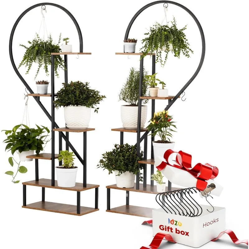Metal Plant Stand, Heart Shape Ladder Plant Stands for Indoor Plants Multiple, Black Shelf Rack for Home Patio Lawn Garden