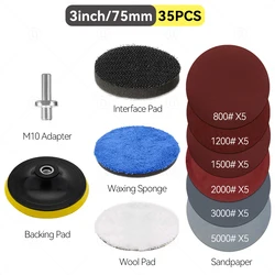 Auto Lights Restoration Kit Waxing Sponge Sandpaper Sanding Discs Interface Pad For Car Detailing Headlight Wool Polishing Pad