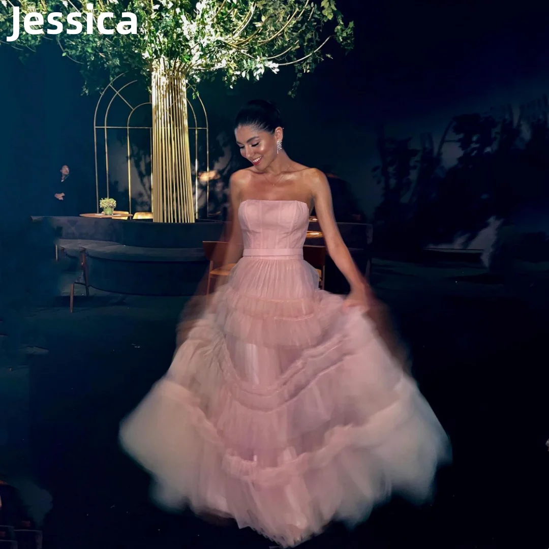

Женское платье для выпускного вечера, элегантное многослойное Тюлевое вечернее платье принцессы, без бретелек, для свадьбы или вечеринки, Jessica Pink, 2024