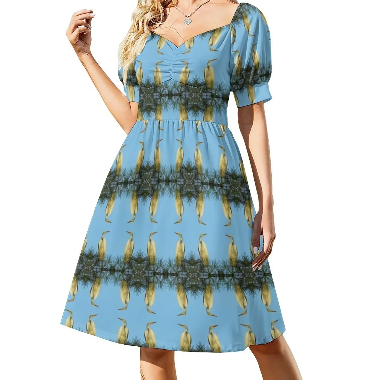 thumbnail image 1 of Vestido de fiesta de manga corta de garza blanca para mujer, elegante vestido de lujo bonito, vestidos de verano para mujer, vestidos largos para mujer, 1 of 7