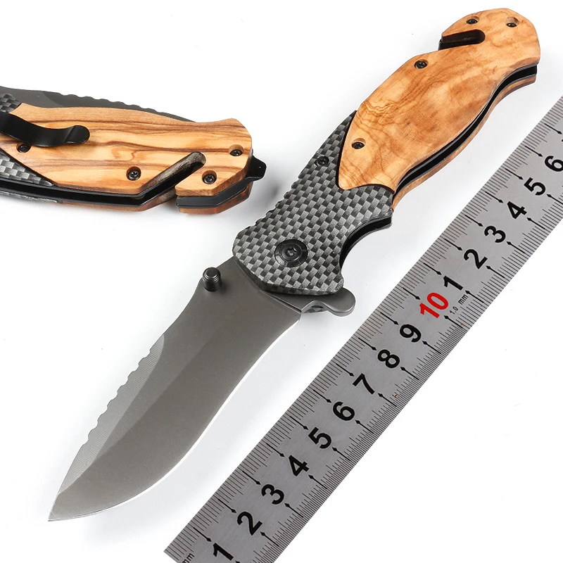 Stainless Steel Browning X50 Pocket Folding Blade Knife Tactical 440C Wooden Handle Hunting Camping Self Defense EDC Tool Fruit |